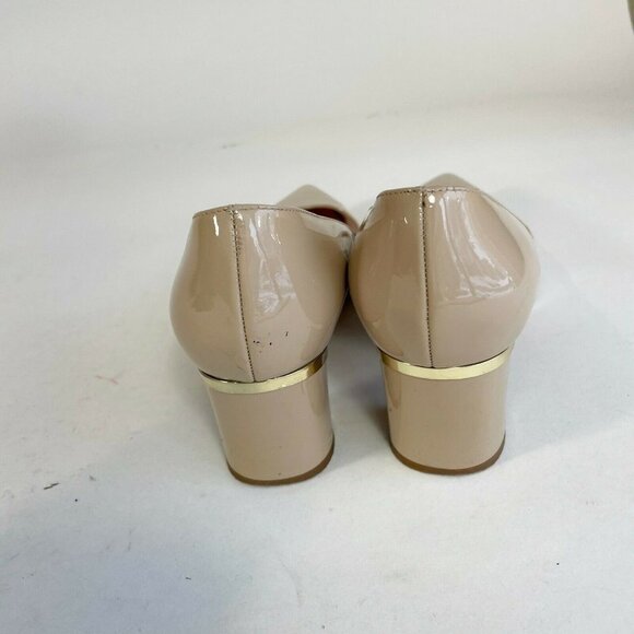 Kate Spade Block Heel Womens Patent Leather Pump Heels Khaki Sz 7M Pointed Toe - Picture 5 of 9